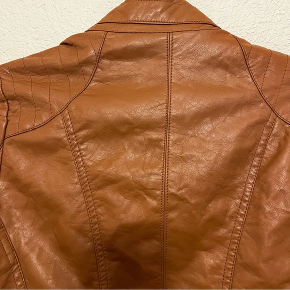 J2 faux leather camel brown jacket juniors size medium moto style - Picture 16 of 16